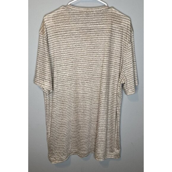 Men’s Banana Republic Linen Short Sleeve Top XL Striped Extra Large Beige - Picture 2 of 5